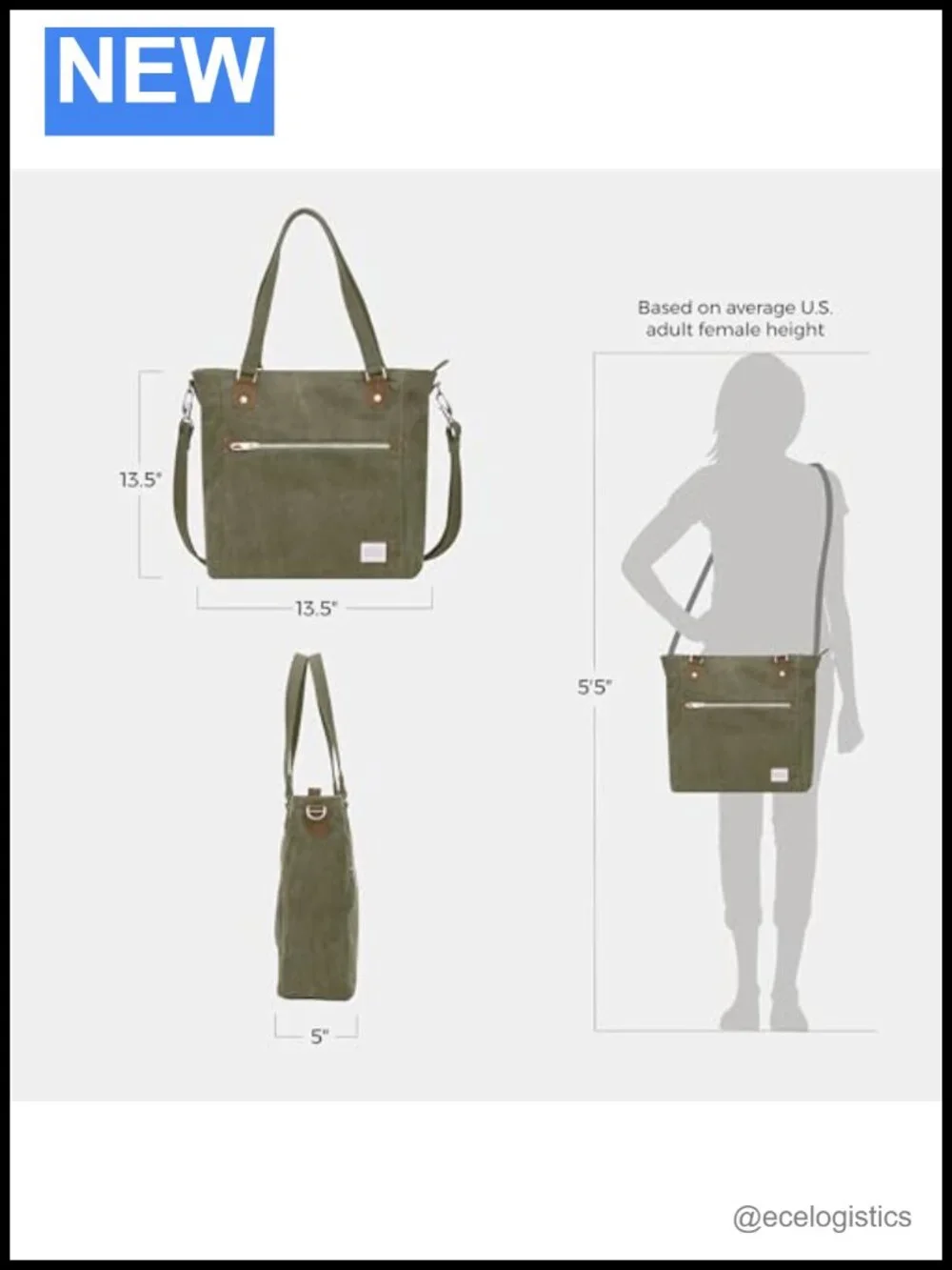 Anti-Theft Heritage Tote with RFID Protection, Cotton Canvas & Suede Trim,
